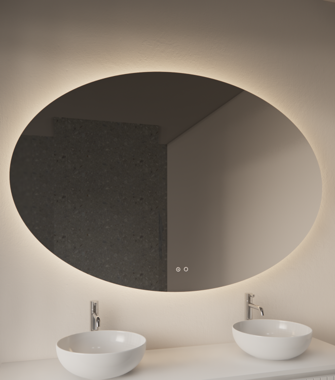 Oval horizontaal  incl 3 standen led verlichting en spiegelverwarming