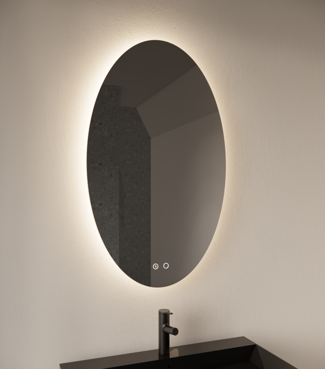 Oval verticaal  incl 3 standen led verlichting en spiegelverwarming
